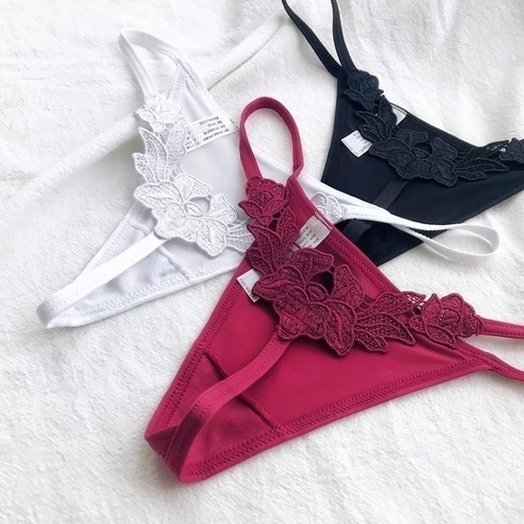SET Of 3 Floral Embroidered G String Underwear - Picture 9 of 10